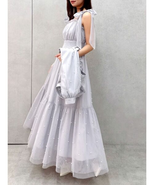 dazzlin（ダズリン）の「パールリボンチュールキャミワンピース（ワンピース・レディース・ブラック/アイボリー/グレー・MEDIUM/SMALL）」の15枚目の写真