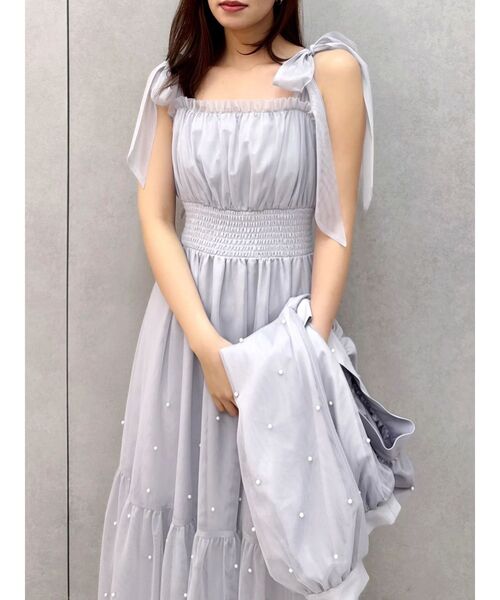dazzlin（ダズリン）の「パールリボンチュールキャミワンピース（ワンピース・レディース・ブラック/アイボリー/グレー・MEDIUM/SMALL）」の17枚目の写真