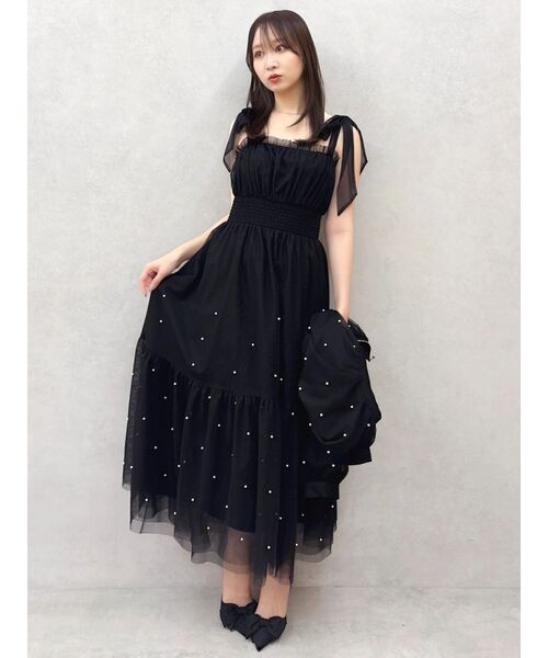 dazzlin（ダズリン）の「パールリボンチュールキャミワンピース（ワンピース・レディース・ブラック/アイボリー/グレー・MEDIUM/SMALL）」の21枚目の写真