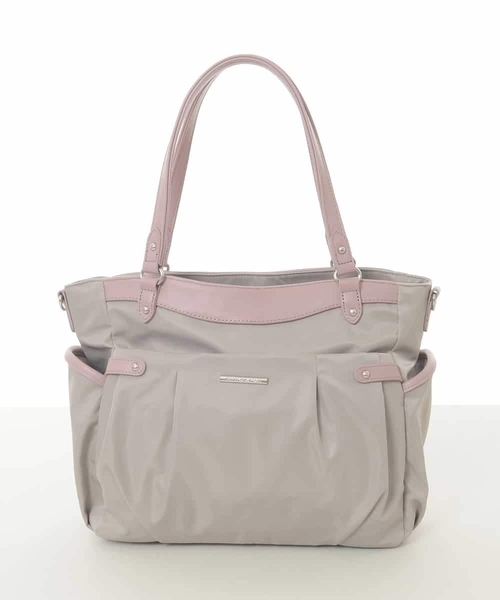 MK MICHEL KLEIN（エムケーミッシェルクラン）の「[撥水/2WAY/A4収納可]サイドポケットパイピングバッグ（トートバッグ・レディース・ブラック/ライトグレー/モカ・00）」の4枚目の写真