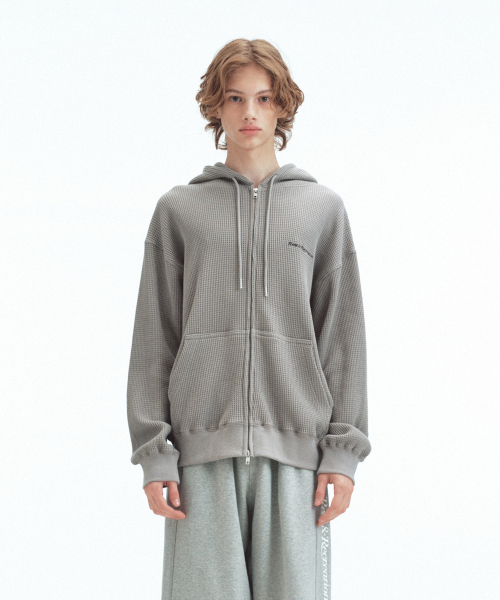 Rest&Recreation（レストアンドレクリエーション）の「STITCH WAFFLE HOOD ZIP-UP - GREY（パーカー・メンズ・その他・ONE）」の3枚目の写真