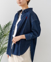 【U.S. POLO ASSN./ユーエスポロアッスン】【サラッと軽い4.5ozデニム】7分袖シャツ ワンポイントロゴ刺繍 薄手・高通気 春夏クリーンカジュアル