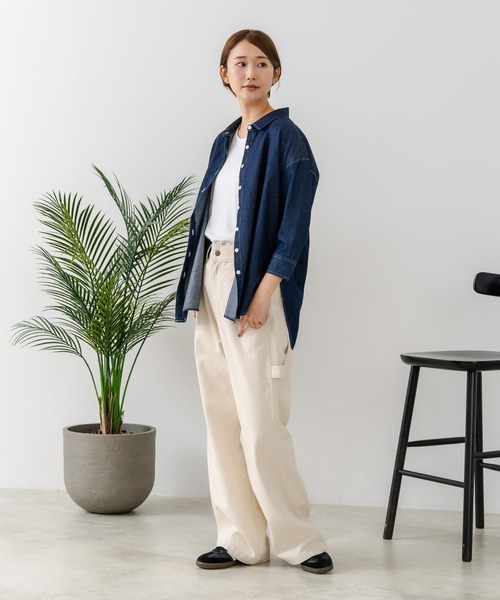 U.S. POLO ASSN.（ユーエスポロアッスン）の「【U.S. POLO ASSN./ユーエスポロアッスン】【サラッと軽い4.5ozデニム】7分袖シャツ ワンポイントロゴ刺繍 薄手・高通気 春夏クリーンカジュアル（シャツ/ブラウス・レディース・インディゴブルー/ブルー・LARGE/MEDIUM）」の17枚目の写真