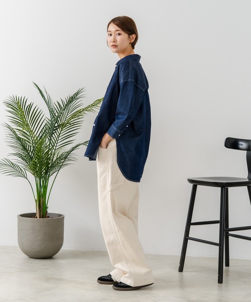 U.S. POLO ASSN.（ユーエスポロアッスン）の「【U.S. POLO ASSN./ユーエスポロアッスン】【サラッと軽い4.5ozデニム】7分袖シャツ ワンポイントロゴ刺繍 薄手・高通気 春夏クリーンカジュアル（シャツ/ブラウス・レディース・インディゴブルー/ブルー・LARGE/MEDIUM）」の18枚目の写真