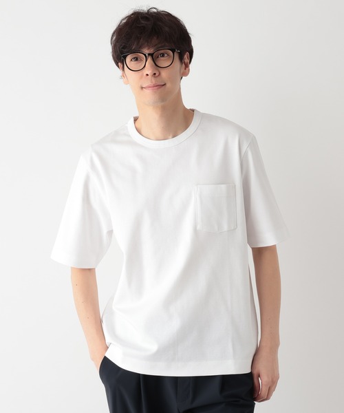 GLOBAL WORK(グローバルワーク)の「リッチクリーンTシャツ/半袖/636393(Tシャツ/カットソー・メンズ・オフホワイト/ボルドー/ネイビー/グリーン/サックスブルー/グレイッシュベージュ/チャコールグレー・LARGE/MEDIUM/SMALL/X-LARGE)」の2枚目の写真