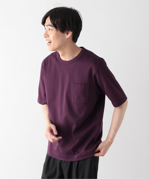 GLOBAL WORK(グローバルワーク)の「リッチクリーンTシャツ/半袖/636393(Tシャツ/カットソー・メンズ・オフホワイト/ボルドー/ネイビー/グリーン/サックスブルー/グレイッシュベージュ/チャコールグレー・LARGE/MEDIUM/SMALL/X-LARGE)」の7枚目の写真