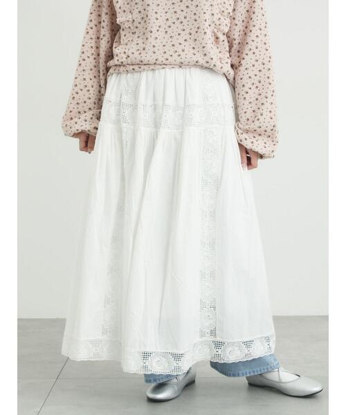 Samansa Mos2(サマンサ モスモス)の「ローズ柄レースギャザースカート(スカート・レディース・オフホワイト/ピンク/ブラック・F)」の8枚目の写真