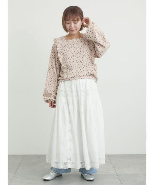 Samansa Mos2(サマンサ モスモス)の「ローズ柄レースギャザースカート(スカート・レディース・オフホワイト/ピンク/ブラック・F)」の9枚目の写真