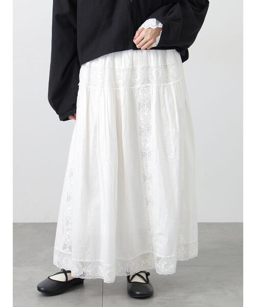 Samansa Mos2(サマンサ モスモス)の「ローズ柄レースギャザースカート(スカート・レディース・オフホワイト/ピンク/ブラック・F)」の11枚目の写真