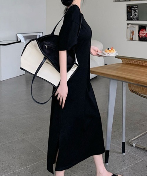 SallyLunn(サリーラン)の「バックオープン チェーンデザイン ロングワンピース(ワンピース・レディース・ベージュ/ブラック・LARGE/MEDIUM)」の19枚目の写真