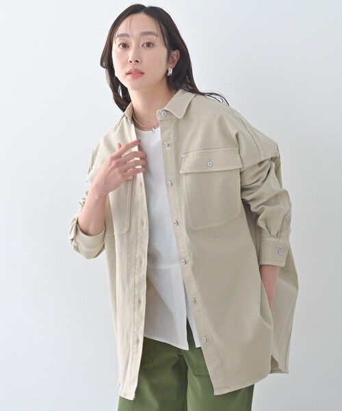 極美品 ヘルシーデニム オーバーシャツ アーモンドシャツ ミリタリー ベージュ Healthy DENIM】Almond（アーモンド）ビッグシャツ（シャツ/ブラウス