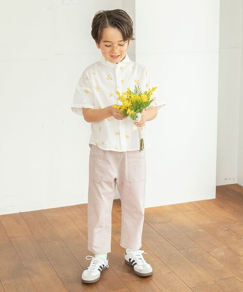 BRANSHES(ブランシェス)の「【おそろい】花刺しゅう半袖シャツ(シャツ/ブラウス・キッズ・オフホワイト/ブルー・140/150/110/100/120/130/80/90)」の10枚目の写真