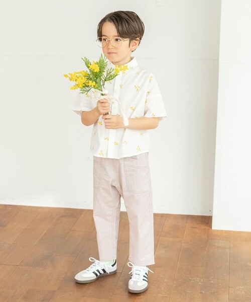 BRANSHES(ブランシェス)の「【おそろい】花刺しゅう半袖シャツ(シャツ/ブラウス・キッズ・オフホワイト/ブルー・140/150/110/100/120/130/80/90)」の11枚目の写真