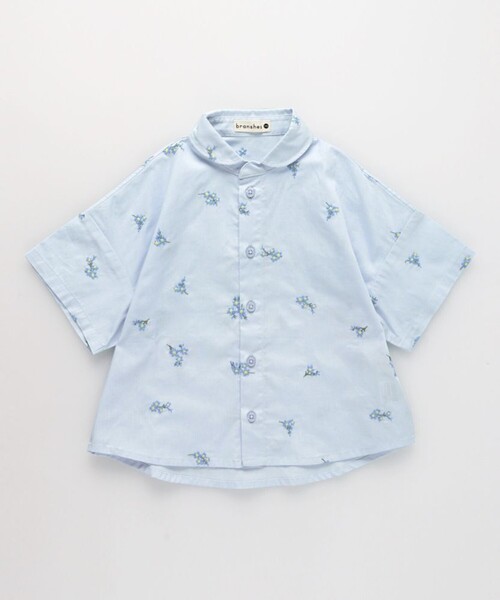 BRANSHES(ブランシェス)の「【おそろい】花刺しゅう半袖シャツ(シャツ/ブラウス・キッズ・オフホワイト/ブルー・140/150/110/100/120/130/80/90)」の7枚目の写真