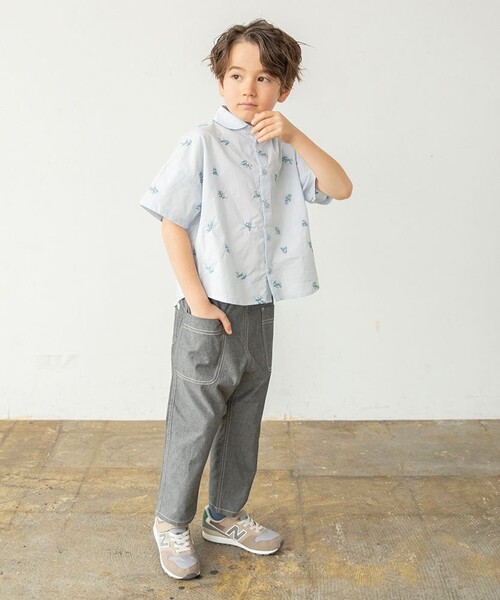 BRANSHES(ブランシェス)の「【おそろい】花刺しゅう半袖シャツ(シャツ/ブラウス・キッズ・オフホワイト/ブルー・140/150/110/100/120/130/80/90)」の20枚目の写真