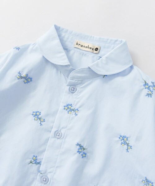 BRANSHES(ブランシェス)の「【おそろい】花刺しゅう半袖シャツ(シャツ/ブラウス・キッズ・オフホワイト/ブルー・140/150/110/100/120/130/80/90)」の14枚目の写真