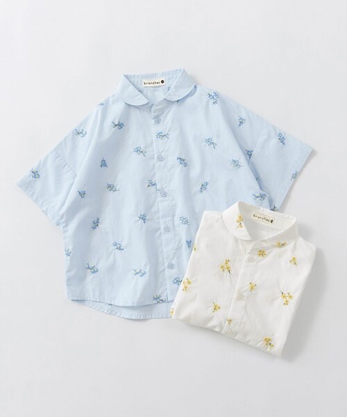 BRANSHES(ブランシェス)の「【おそろい】花刺しゅう半袖シャツ(シャツ/ブラウス・キッズ・オフホワイト/ブルー・140/150/110/100/120/130/80/90)」の19枚目の写真