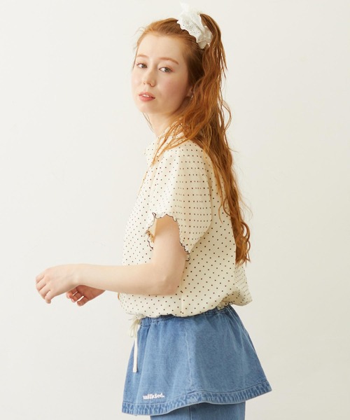 MILKFED.（ミルクフェド）の「SHEER SCALLOP SHIRT（シャツ/ブラウス・レディース・オフホワイト/ブラック/ライトピンク・ONE SIZE）」の6枚目の写真
