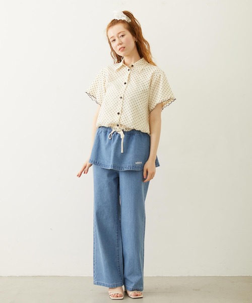 MILKFED.（ミルクフェド）の「SHEER SCALLOP SHIRT（シャツ/ブラウス・レディース・オフホワイト/ブラック/ライトピンク・ONE SIZE）」の12枚目の写真
