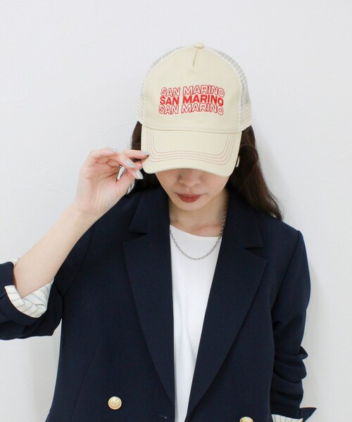 fredy emue（フレディエミュ）の「【CASSELINI/キャセリーニ】刺しゅうメッシュキャップ（キャップ・レディース・ブラウン/アイボリー/ライトブルー・FREE）」の5枚目の写真