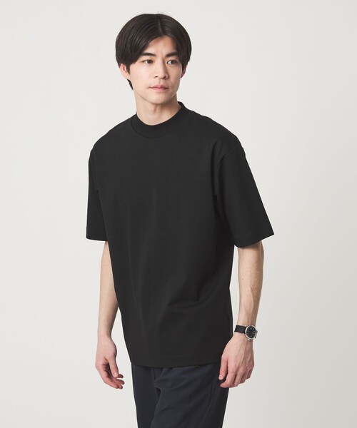 オーガニックコットン ポンチ モックネック Tシャツ -接触冷感-（T