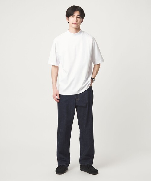 green label relaxing（グリーンレーベルリラクシング）の「オーガニックコットン ポンチ モックネック Tシャツ -接触冷感-（Tシャツ/カットソー・メンズ・ライトグレー/ホワイト/ブラック・XL/S/M/L）」の5枚目の写真