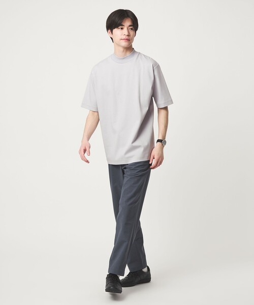 green label relaxing（グリーンレーベルリラクシング）の「オーガニックコットン ポンチ モックネック Tシャツ -接触冷感-（Tシャツ/カットソー・メンズ・ライトグレー/ホワイト/ブラック・XL/S/M/L）」の6枚目の写真
