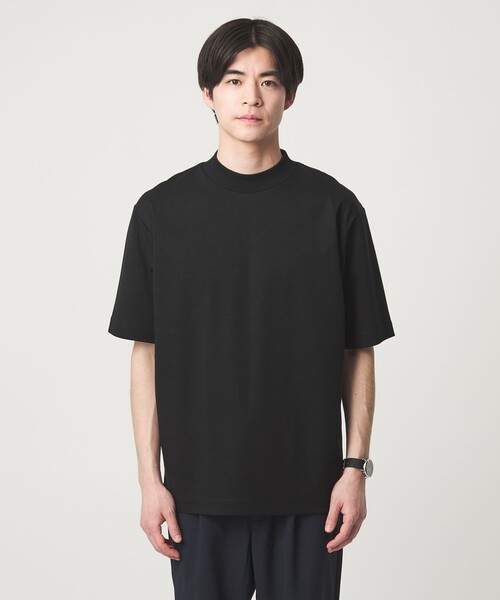 green label relaxing（グリーンレーベルリラクシング）の「オーガニックコットン ポンチ モックネック Tシャツ -接触冷感-（Tシャツ/カットソー・メンズ・ライトグレー/ホワイト/ブラック・XL/S/M/L）」の7枚目の写真
