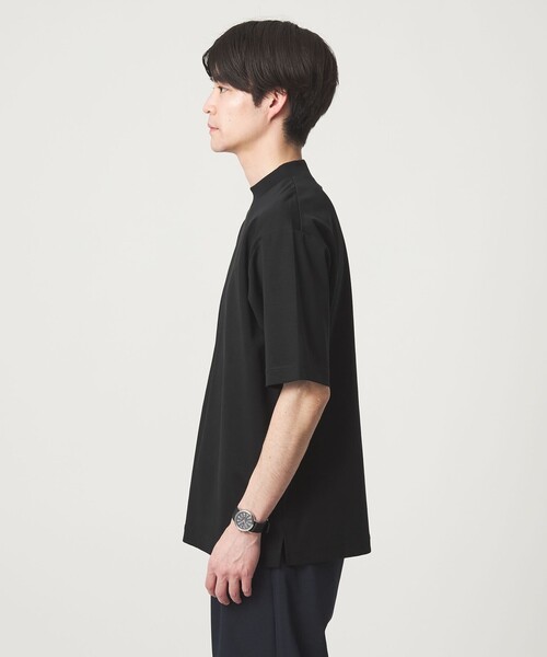 green label relaxing（グリーンレーベルリラクシング）の「オーガニックコットン ポンチ モックネック Tシャツ -接触冷感-（Tシャツ/カットソー・メンズ・ライトグレー/ホワイト/ブラック・XL/S/M/L）」の8枚目の写真