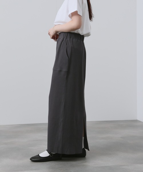 NAVY(ネイビー)の「【NAVY/ ネイビー】針抜き テレコ Iラインスカート(スカート・レディース・ブラック/ベージュ/チャコール・L/M)」の5枚目の写真