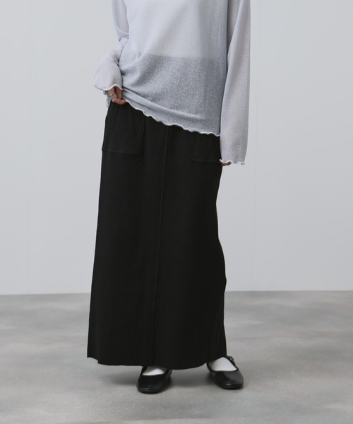 NAVY(ネイビー)の「【NAVY/ ネイビー】針抜き テレコ Iラインスカート(スカート・レディース・ブラック/ベージュ/チャコール・L/M)」の9枚目の写真