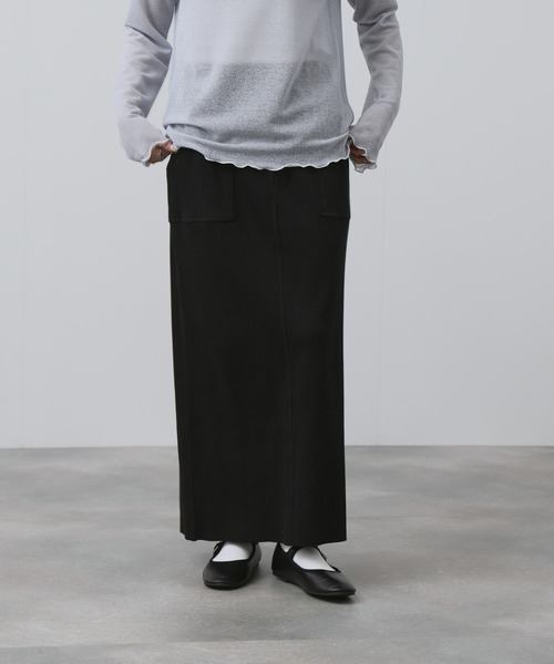 NAVY(ネイビー)の「【NAVY/ ネイビー】針抜き テレコ Iラインスカート(スカート・レディース・ブラック/ベージュ/チャコール・L/M)」の10枚目の写真