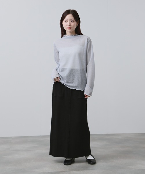 NAVY(ネイビー)の「【NAVY/ ネイビー】針抜き テレコ Iラインスカート(スカート・レディース・ブラック/ベージュ/チャコール・L/M)」の12枚目の写真