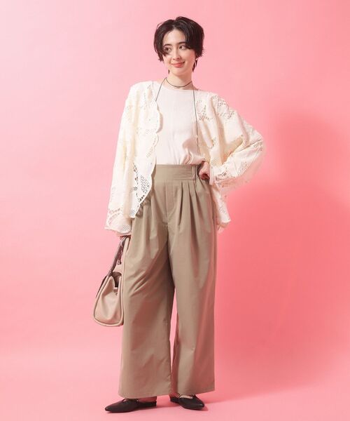 Green　Parks（グリーンパークス）の「レースカーディガン（カーディガン/ボレロ・レディース・アイボリー/グレー/カーキ・FREE）」の4枚目の写真