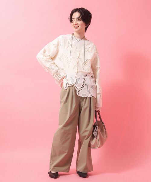 Green　Parks（グリーンパークス）の「レースカーディガン（カーディガン/ボレロ・レディース・アイボリー/グレー/カーキ・FREE）」の5枚目の写真