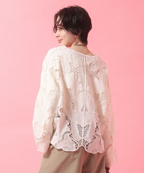 Green　Parks（グリーンパークス）の「レースカーディガン（カーディガン/ボレロ・レディース・アイボリー/グレー/カーキ・FREE）」の9枚目の写真