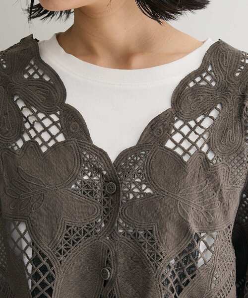 Green　Parks（グリーンパークス）の「レースカーディガン（カーディガン/ボレロ・レディース・アイボリー/グレー/カーキ・FREE）」の16枚目の写真