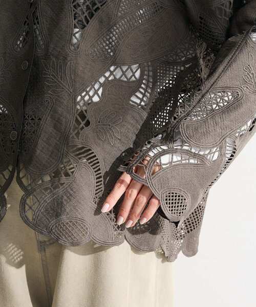 Green　Parks（グリーンパークス）の「レースカーディガン（カーディガン/ボレロ・レディース・アイボリー/グレー/カーキ・FREE）」の17枚目の写真