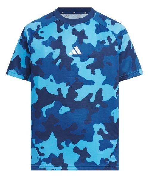 adidas(アディダス)の「アディダス adidas エッセンシャル カモ パック ルーズフィット ダブルニット AOP Tシャツ(Tシャツ/カットソー・キッズ・ブルー/ブラック×グレー・160cm/140cm/130cm/150cm)」の1枚目の写真