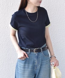 SHIPS Colors:〈手洗い可能〉シアー ドライ タッチ バイカラー TEE◇