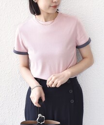 SHIPS Colors:〈手洗い可能〉シアー ドライ タッチ バイカラー TEE◇