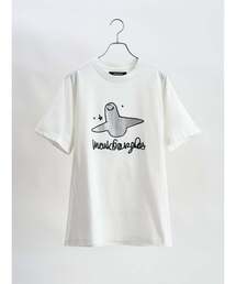 1PIU1UGUALE3  RELAX （ウノピゥウノウグァーレトレ リラックス）の「【1PIU1UGUALE3】1PIU1UGUALE3 RELAX × Mark Gonzales グラデーションラインストーン半袖Tシャツ（Tシャツ/カットソー）」