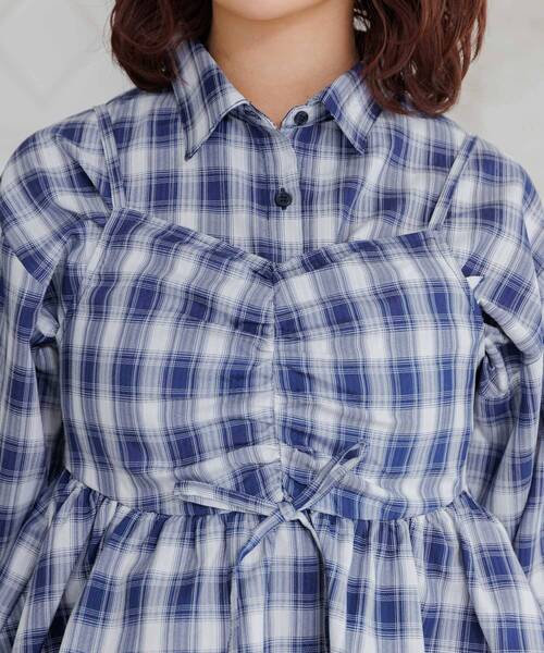 ems excite（エムズエキサイト）の「ビスチェ＆チェックSHセット（シャツ/ブラウス・レディース・ブラック系その他2/ブルー系その他2/ブラウン系その他2・FREE）」の11枚目の写真
