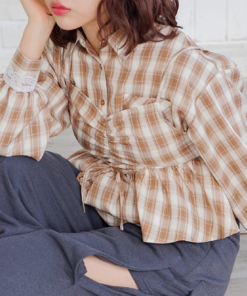 ems excite（エムズエキサイト）の「ビスチェ＆チェックSHセット（シャツ/ブラウス・レディース・ブラック系その他2/ブルー系その他2/ブラウン系その他2・FREE）」の2枚目の写真