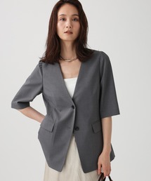 BABYLONE | 【多機能素材】5部袖ジャケット(ノーカラージャケット)