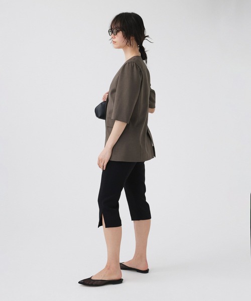 BABYLONE（バビロン）の「【多機能素材】5部袖ジャケット（ノーカラージャケット・レディース・モカ/グレー・38inch/36inch）」の10枚目の写真