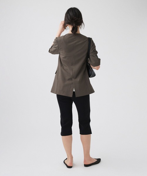 BABYLONE（バビロン）の「【多機能素材】5部袖ジャケット（ノーカラージャケット・レディース・モカ/グレー・38inch/36inch）」の11枚目の写真