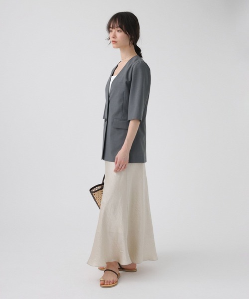 BABYLONE（バビロン）の「【多機能素材】5部袖ジャケット（ノーカラージャケット・レディース・モカ/グレー・38inch/36inch）」の18枚目の写真