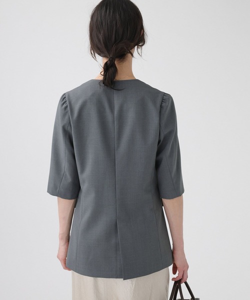 BABYLONE（バビロン）の「【多機能素材】5部袖ジャケット（ノーカラージャケット・レディース・モカ/グレー・38inch/36inch）」の22枚目の写真