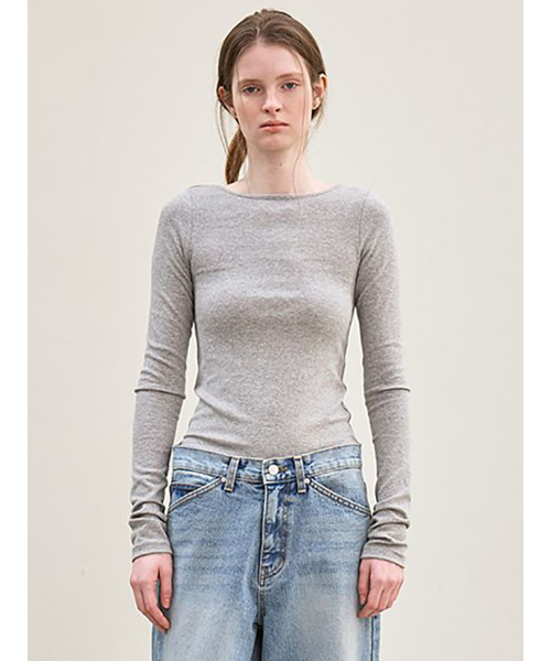 le(ル)の「back scoop neck long sleeves (melange gray)(Tシャツ/カットソー・レディース・その他・FREE)」の1枚目の写真